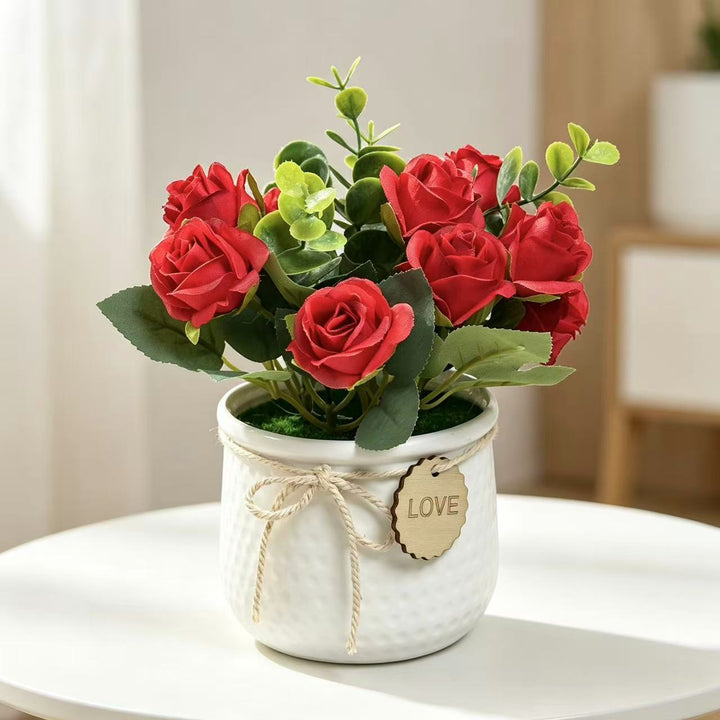 Lifelike Decorative Artificial Rose Plant Arrangement