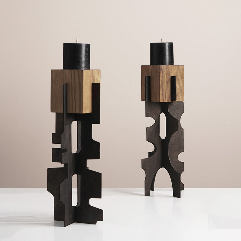 Abstract Metal and Wood Decorative Sculpture
