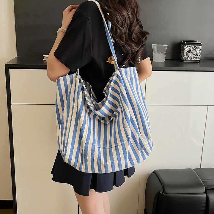 Spacious Striped Beach Tote