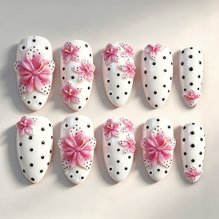 Premium Artificial Nails with 3D Flower Design Kalsten