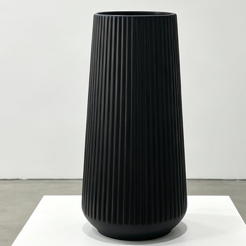Modern Vertical Ribbed Ceramic Vase Kalsten