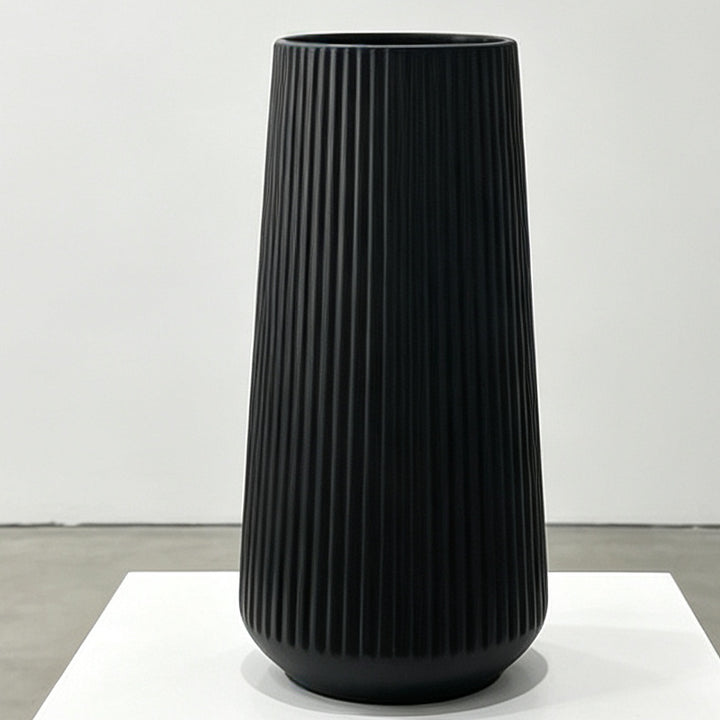 Modern Vertical Ribbed Ceramic Vase Kalsten
