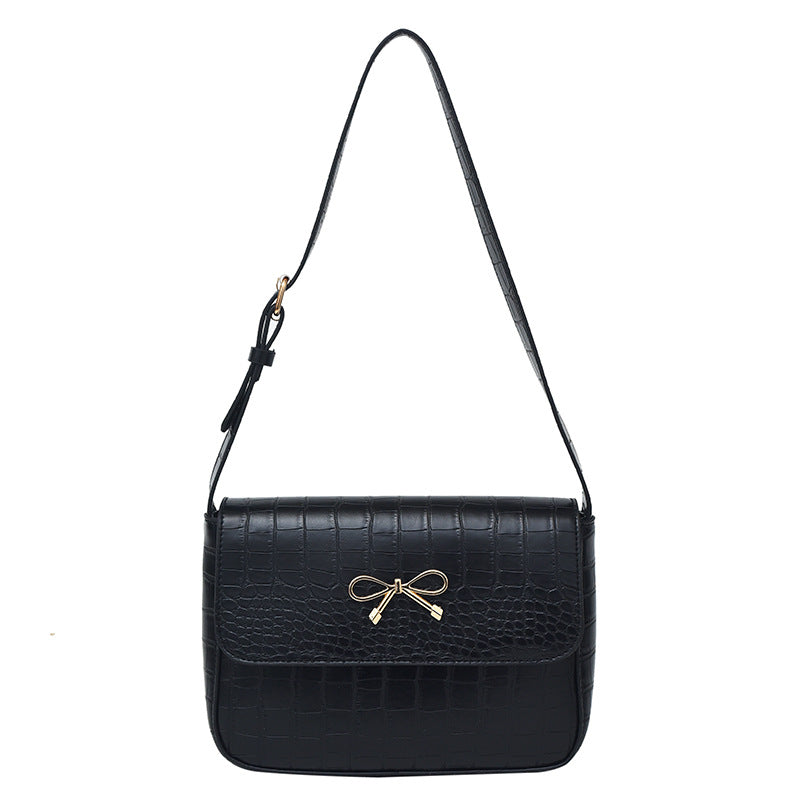 Crocodile-Textured Crossbody Handbag