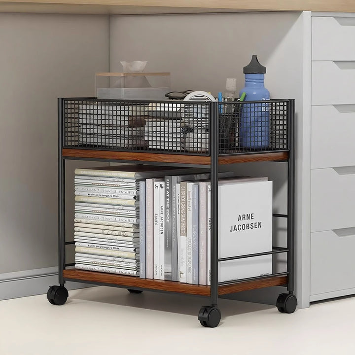 Compact Two-Tier Metal Mesh Desk Organizer Shelf