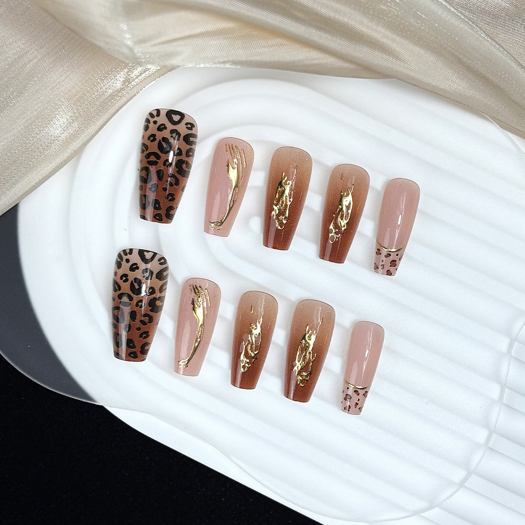 Premium Leopard Design Press-On Nails Kalsten
