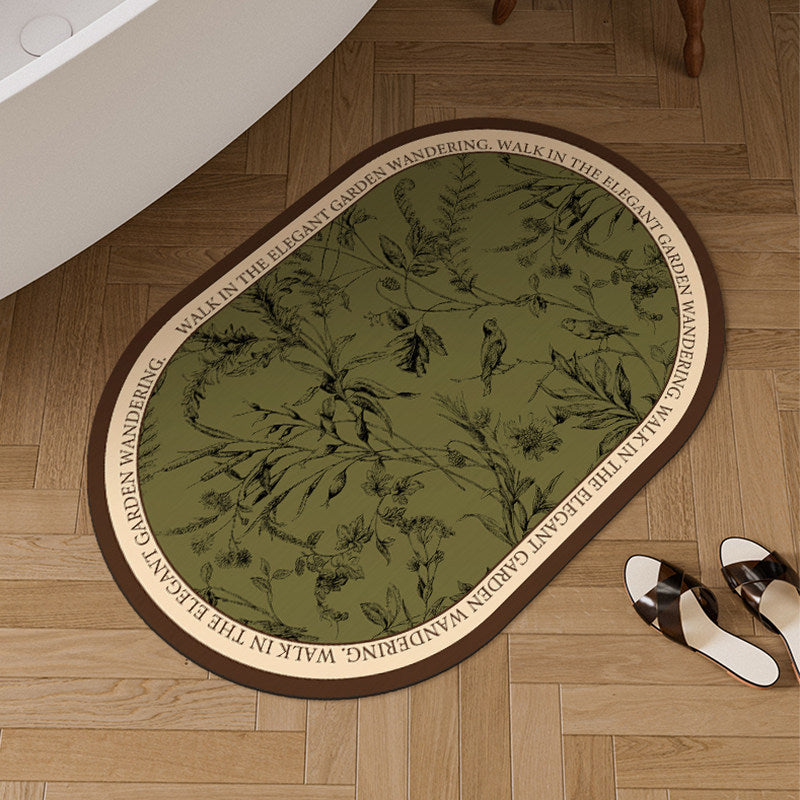 Oval Botanical Floor Mat for Home Decor
