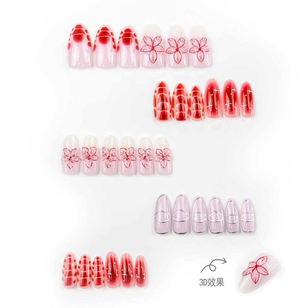 Artistic Floral-Embossed Press-On Nail Set 1790738683