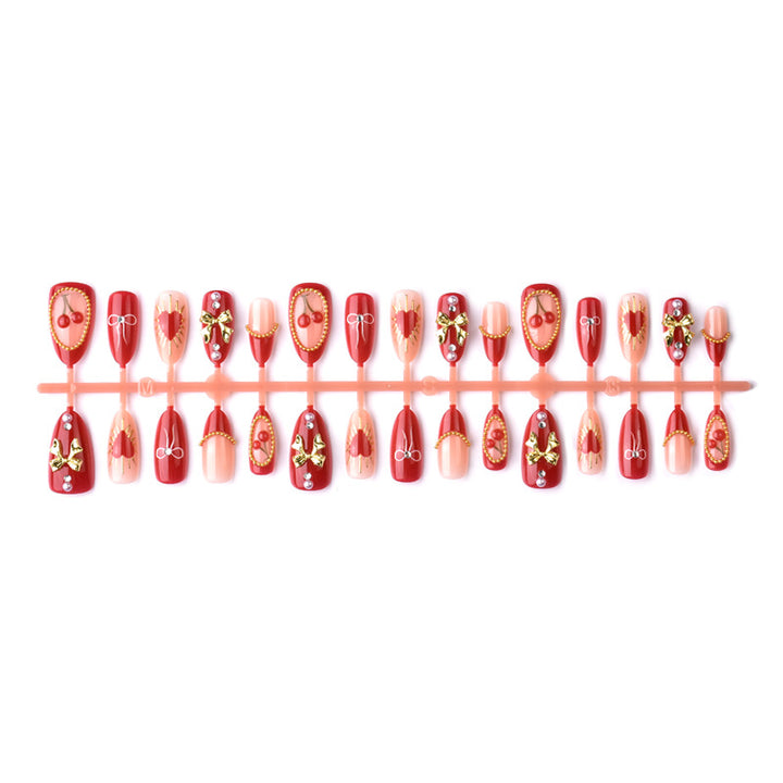 Decorative Heart and Cherry Press-On Nail Art Kalsten