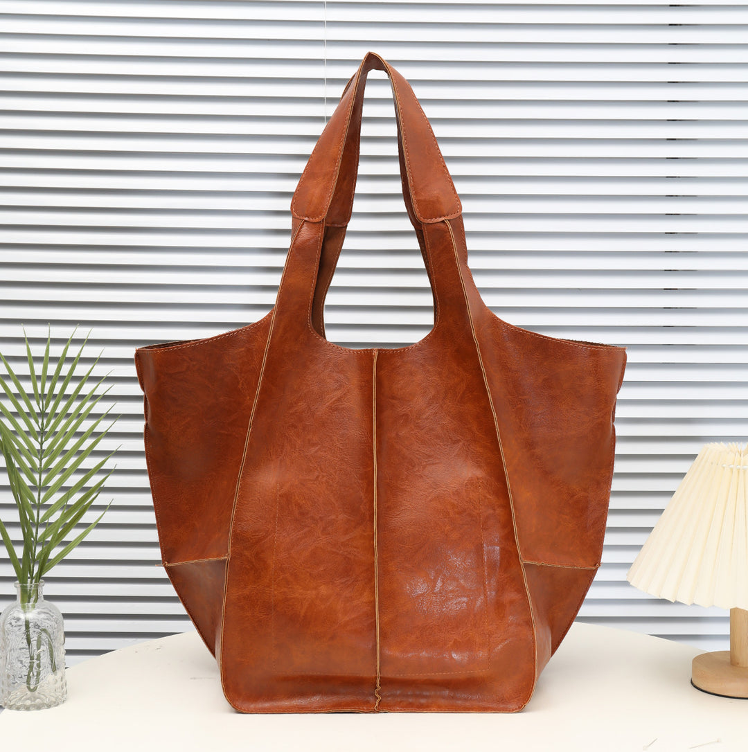 Distressed Leather Large Tote Bag