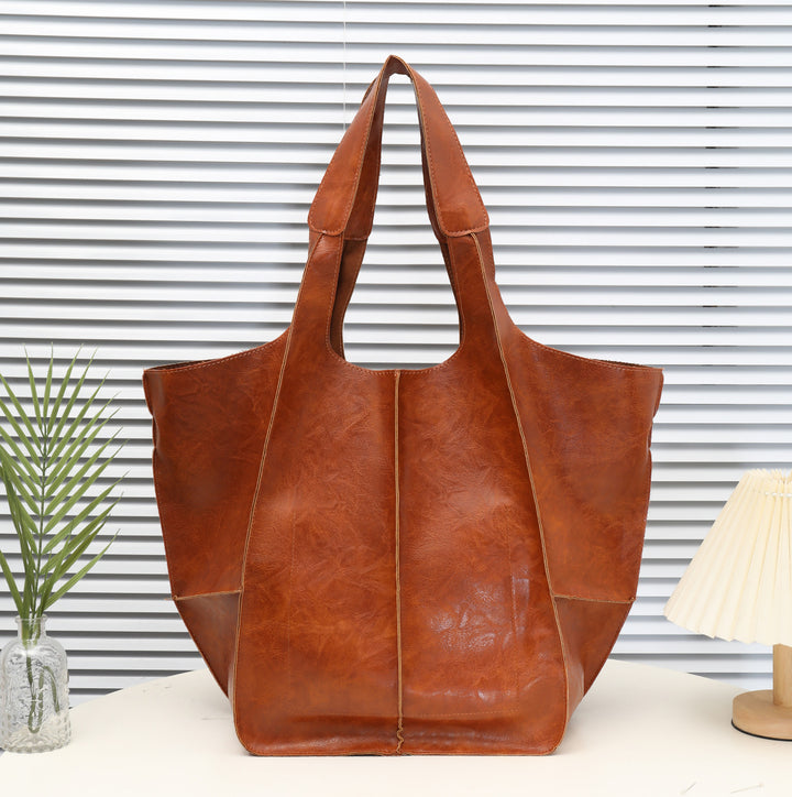 Distressed Leather Large Tote Bag