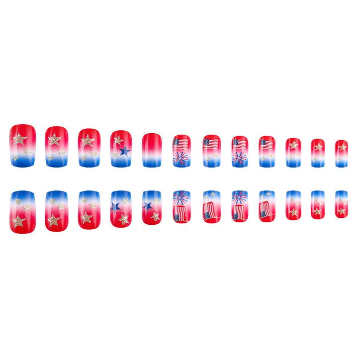 Themed Nail Art with Sparkling Stars and Stripes Kalsten