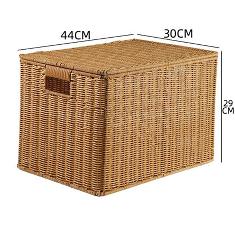Women's Rectangular Storage Basket with Lid made of Natural Material Kalsten