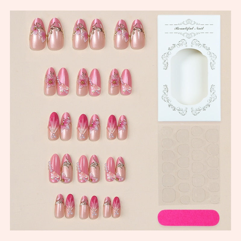 Artificial Nail Set with Floral and Glitter Designs Kalsten