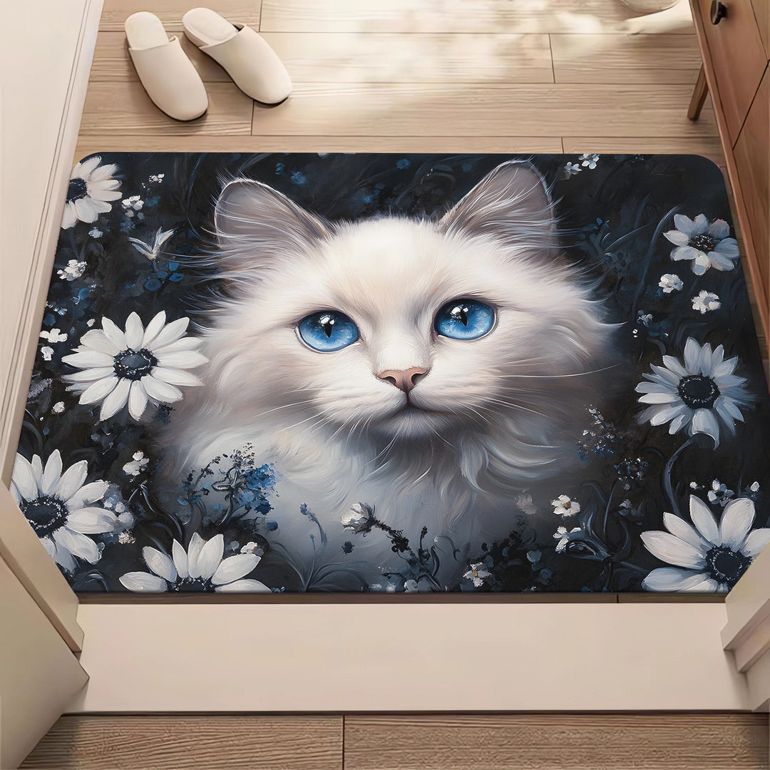 Decorative Cat-Themed Bath Mat for Bathroom