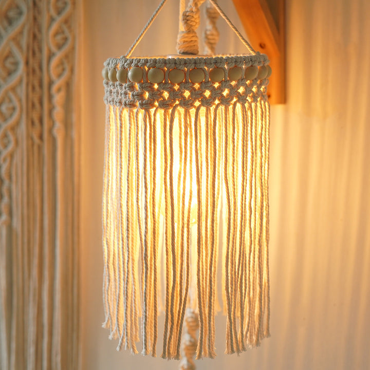 Textured Macramé Hanging Light Fixture Kalsten