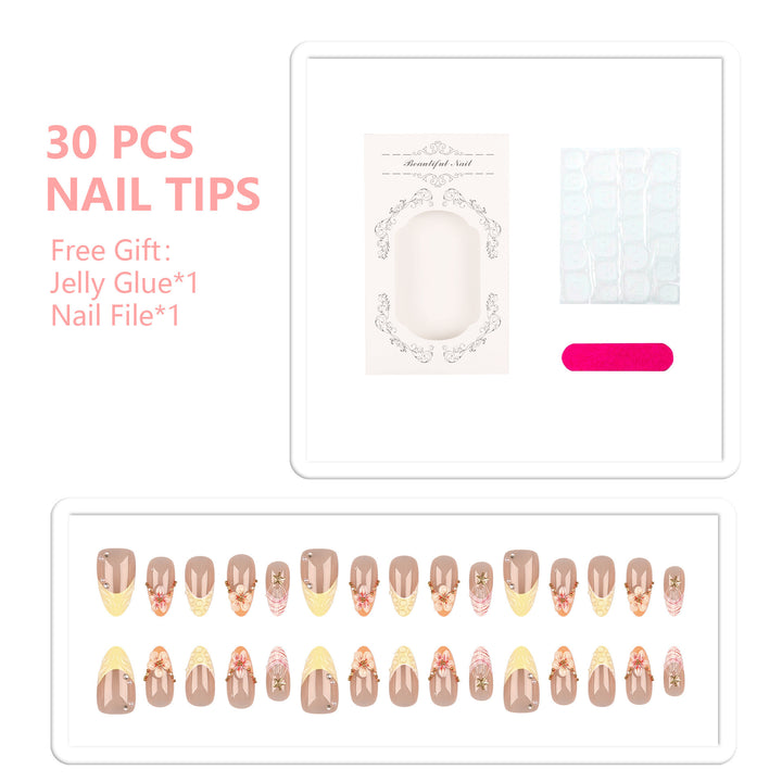 Decorative Floral Accent Press-On Nails
