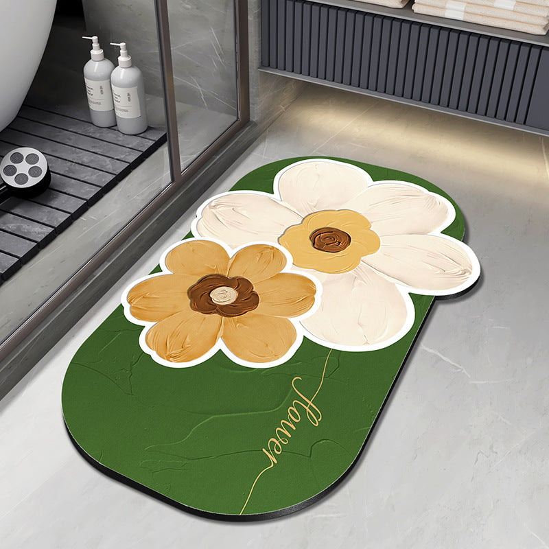 Floral Design Plush Bath Mat Kalsten