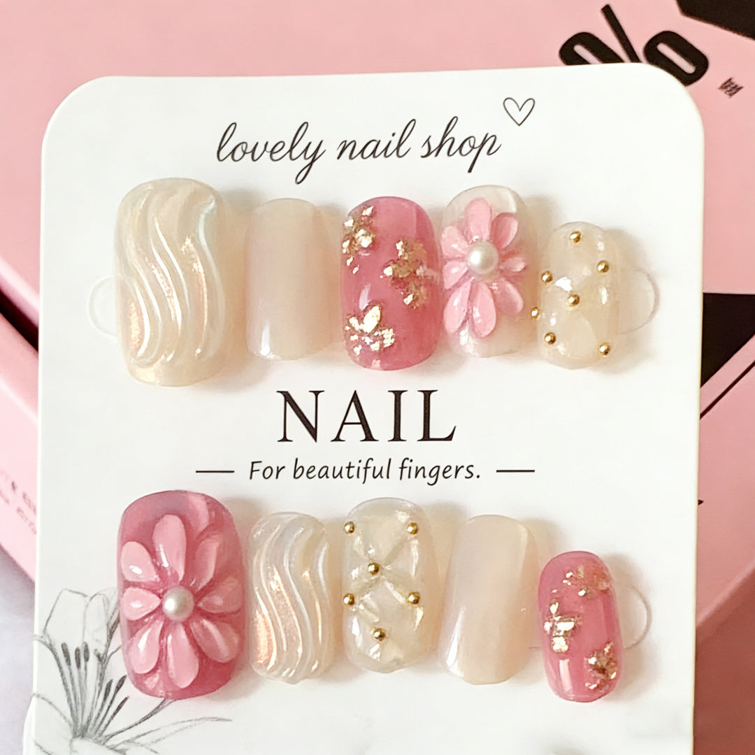 Floral Accent Artistic Press-On Nail Set Kalsten