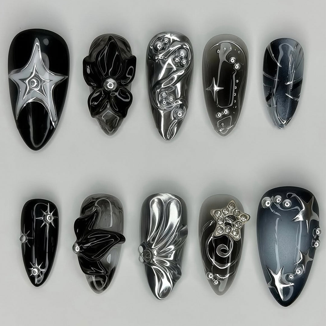 Artistic Black Nail Tips Set Kalsten