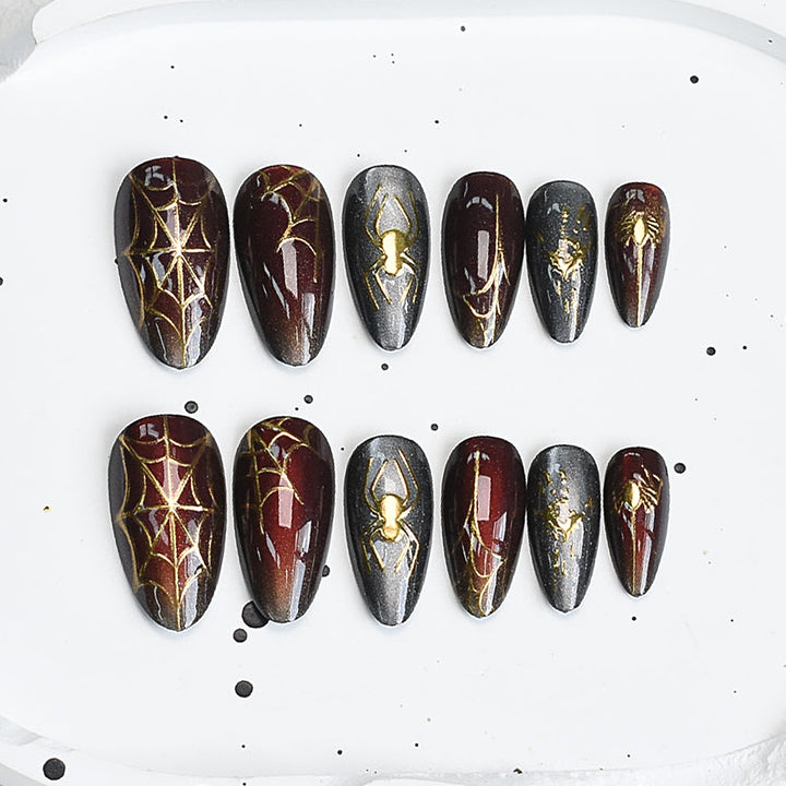 Artistic Press-On Nail Set with Cherry Blossom Design Kalsten