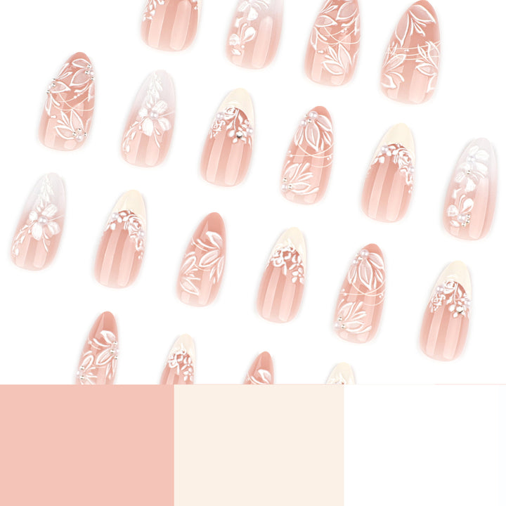Premium Nail Art with Floral Design and Glittering Accents Kalsten
