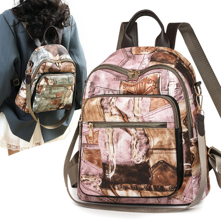 Stylish Denim Pattern Backpack Kalsten