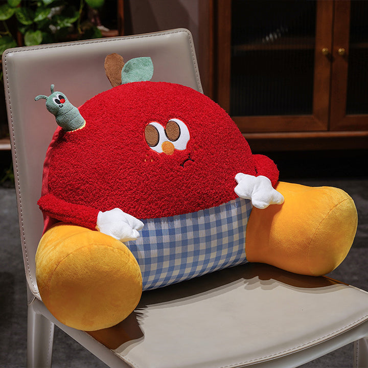 Cozy ergonomic seat and back support cushion in apple character with side armrests