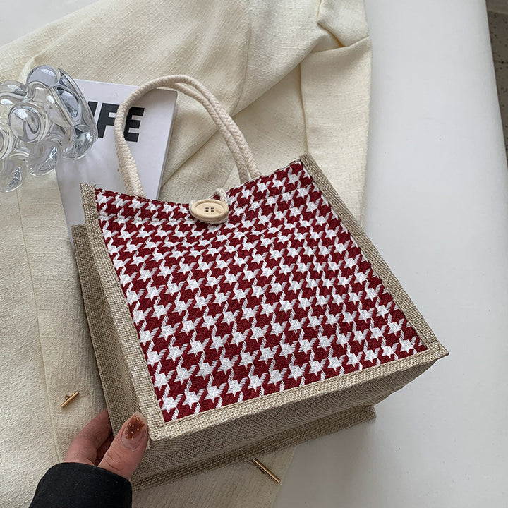 Handcrafted Houndstooth Tote Bag
