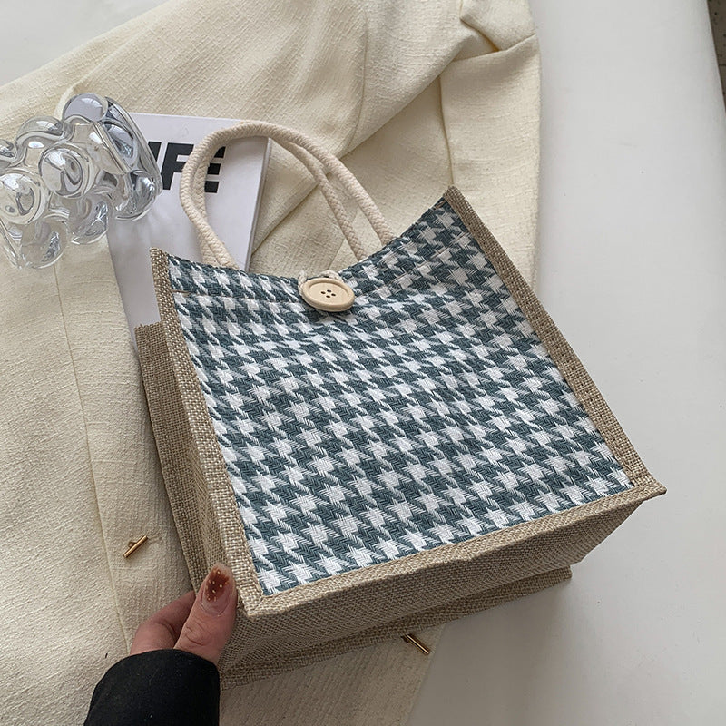 Handcrafted Houndstooth Tote Bag