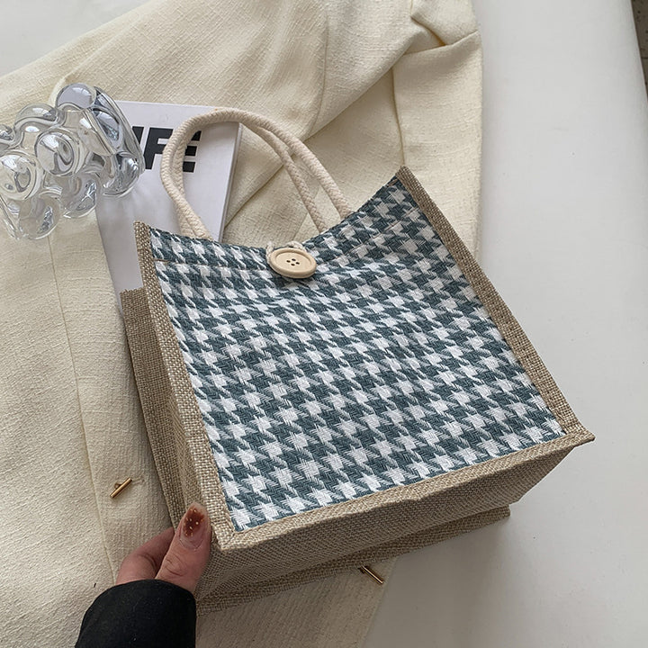 Handcrafted Houndstooth Tote Bag
