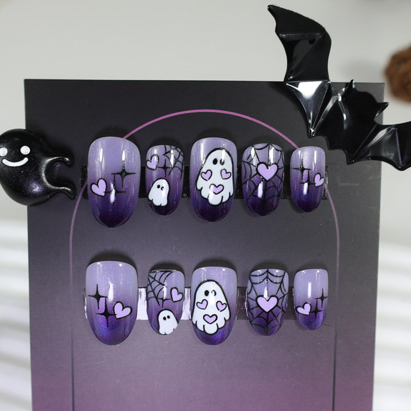 Halloween Artificial Nail Set with Ghost and Spider Designs Kalsten