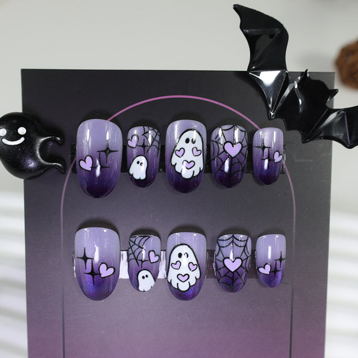 Halloween Artificial Nail Set with Ghost and Spider Designs Kalsten