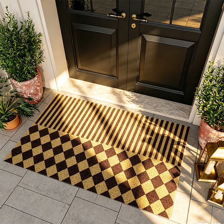 Coconut fiber doormat with stripe and diamond pattern Kalsten