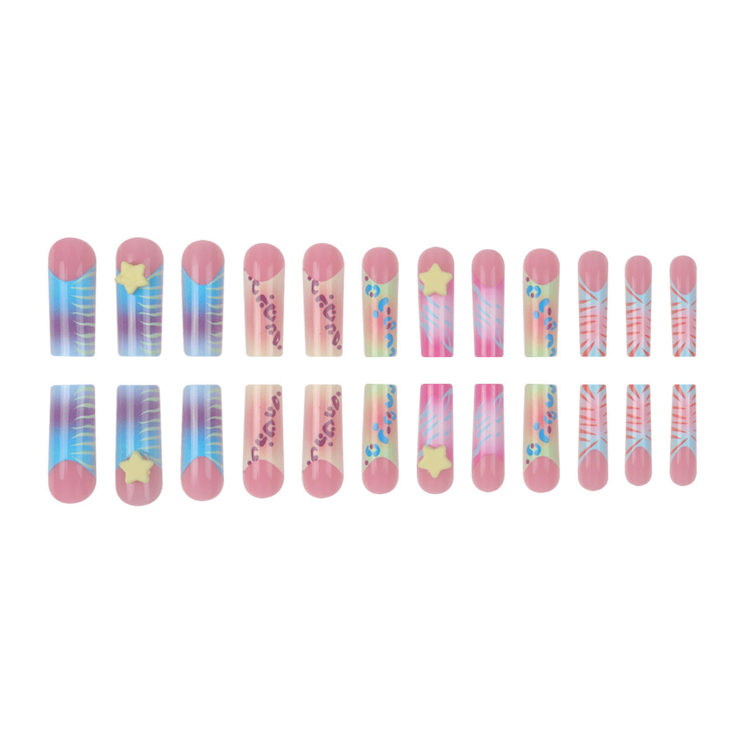 Artistic Press-On Nails with Vibrant Patterns Kalsten