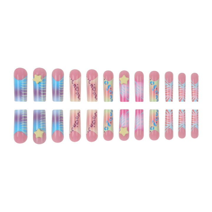 Artistic Press-On Nails with Vibrant Patterns Kalsten