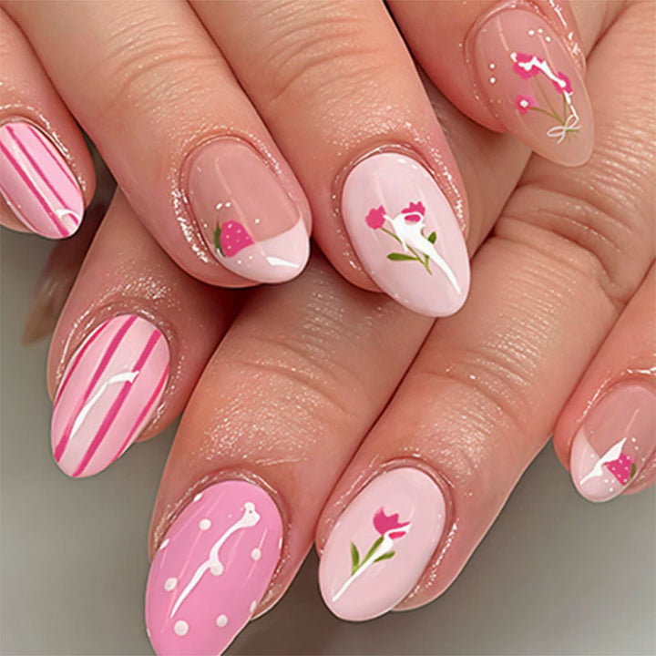 Artistic Almond-Shaped Press-On Nails