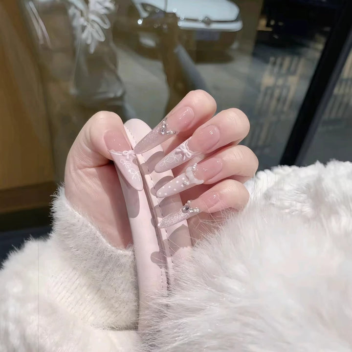 Crystal-Accent Long Stiletto Nail Extensions