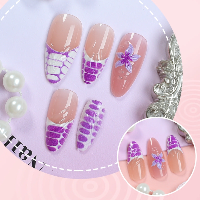 Artistic Floral and Pearl Press-On Nails Kalsten