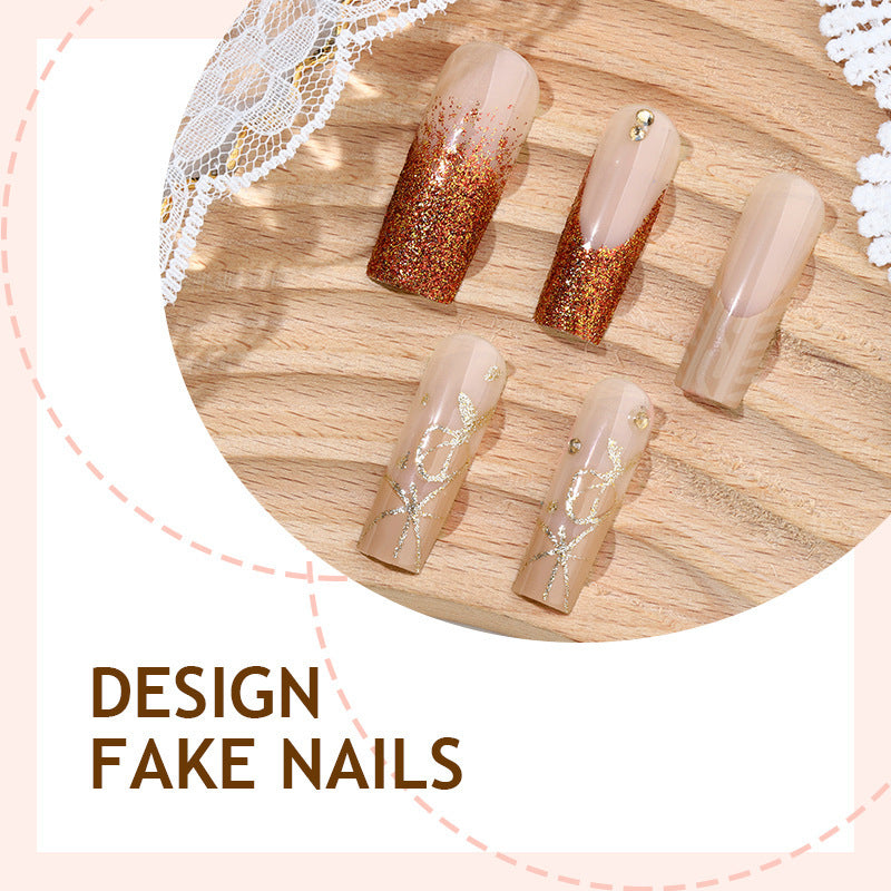 Artificial nail set with glamorous glitter and decorative elements Kalsten