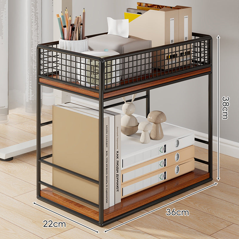 Compact Two-Tier Metal Mesh Desk Organizer Shelf