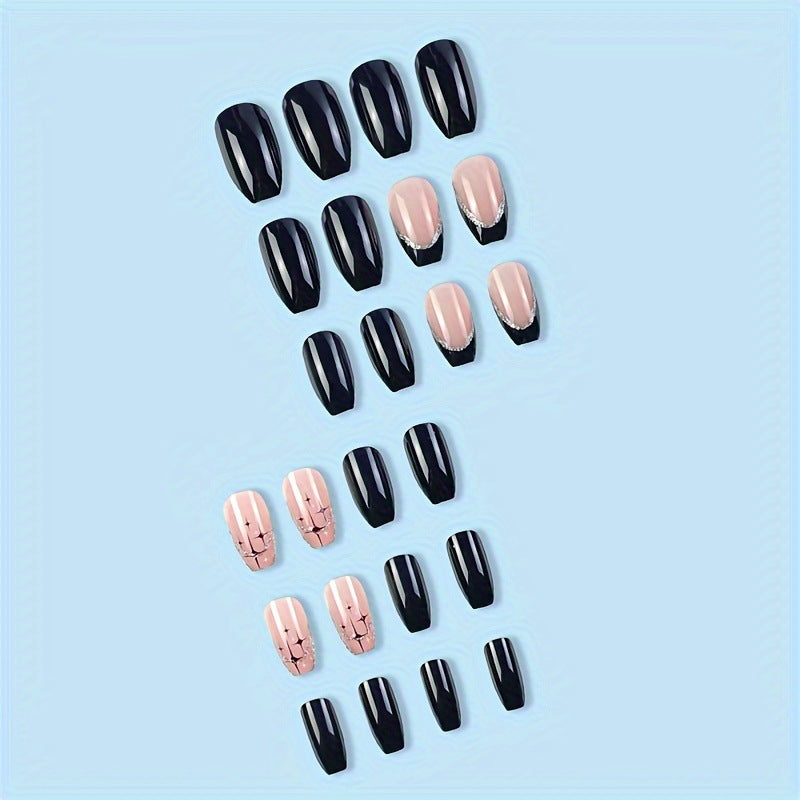 Elegant Rhinestone-Embellished Press-On Nail Design