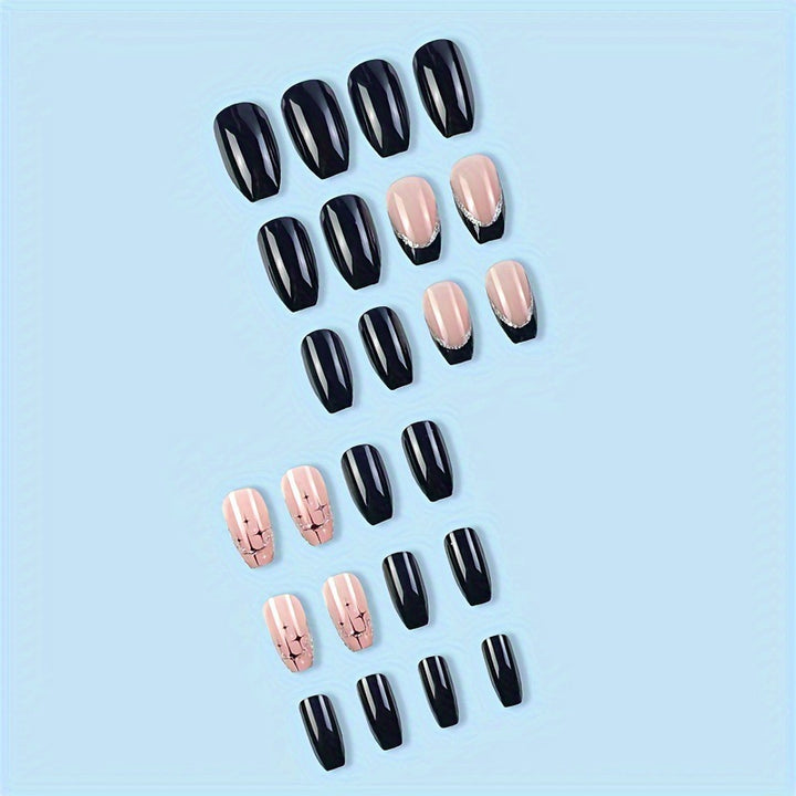 Elegant Rhinestone-Embellished Press-On Nail Design