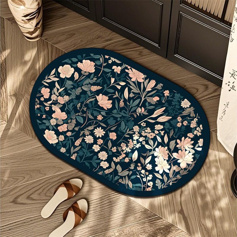 Floral Patterned Oval Area Mat