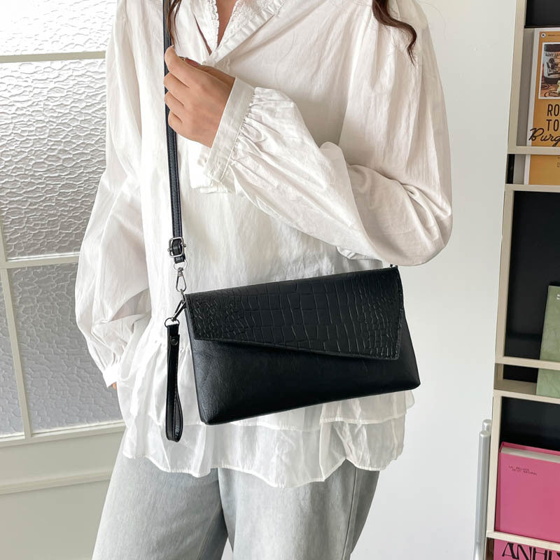 Croc-Embossed Clutch Handbag