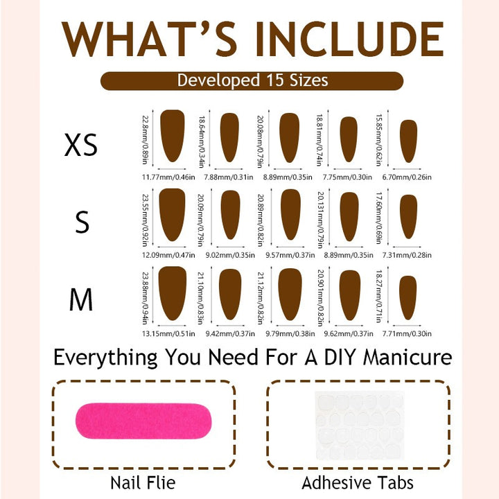 Artificial nail set with elegant floral decorations and shine Kalsten