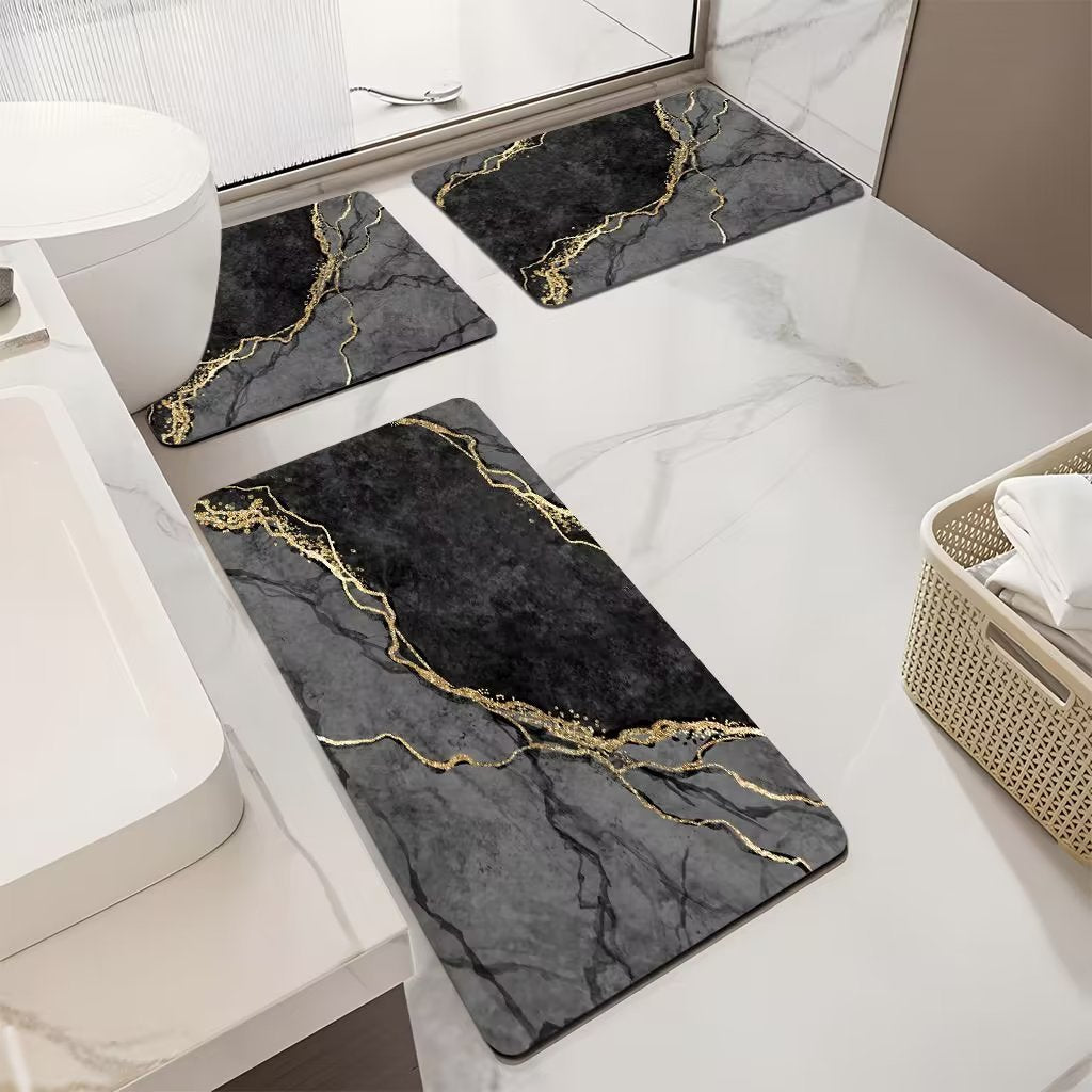 Luxurious Marble Pattern Bath Mat Set Kalsten
