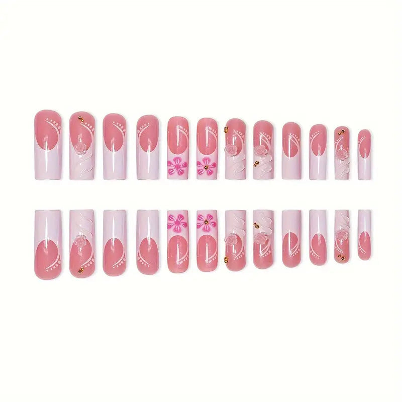 Elegant Floral Acrylic Nail Art Kalsten