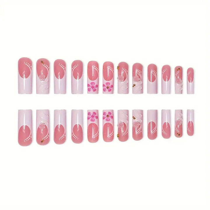 Elegant Floral Acrylic Nail Art Kalsten