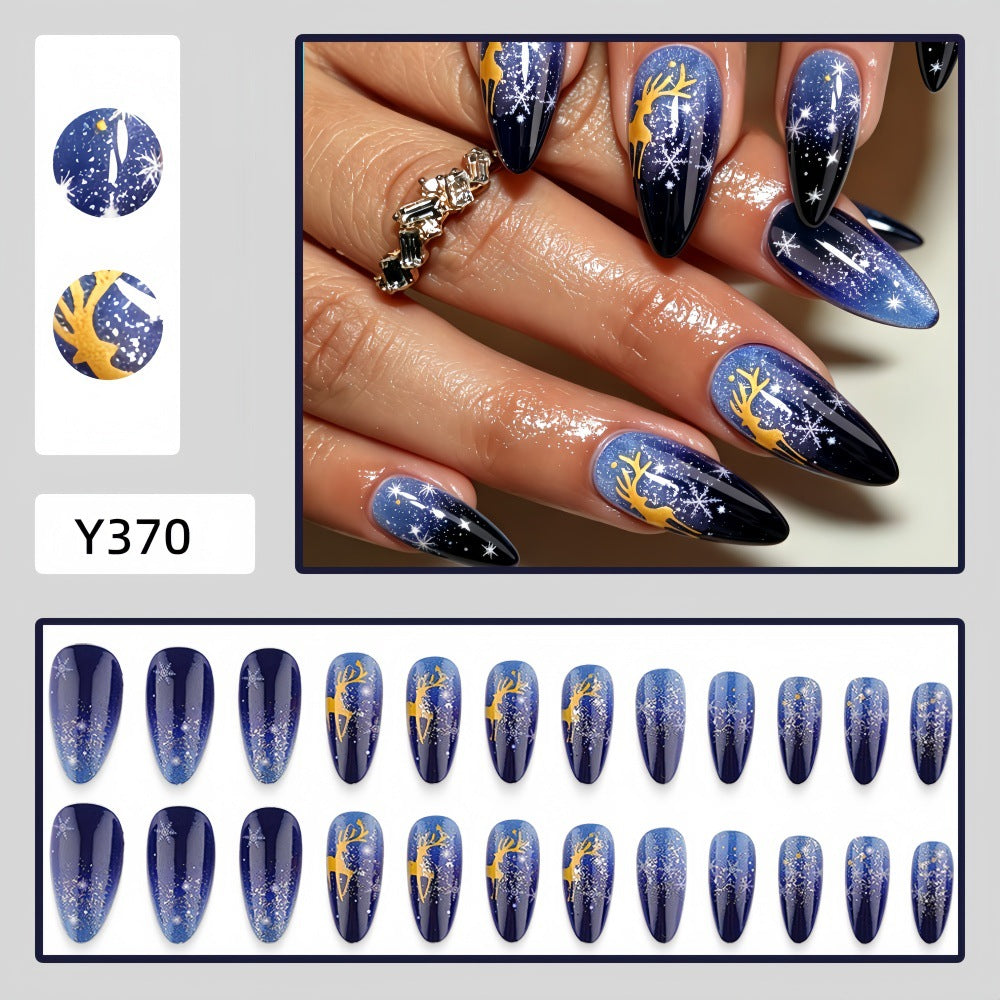 Artificial Nails in Elegant Winter Design with Sparkling Accents Kalsten