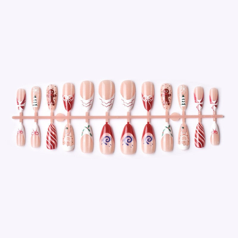 Christmas art nail set with festive gingerbread and Christmas tree motifs Kalsten